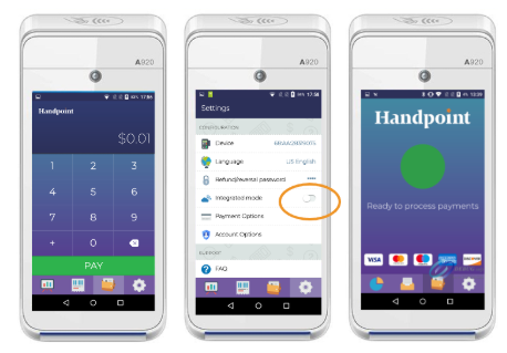 Switching a PAX terminal from standalone to integrated mode via a settings toggle